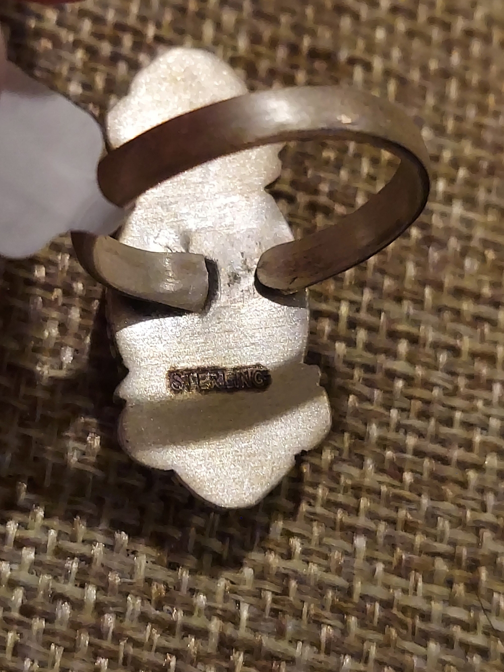 New Brushed Sterling Silver & Blackjack Turquoise Adjustable Ring - Picture 6 of 13